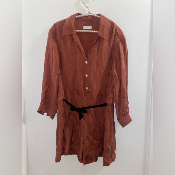 Sandro Paris women’s size 38 medium copper romper Flawed silk jumpsuit - Picture 1 of 5